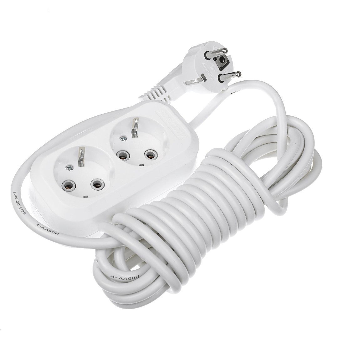 Удлинитель Smartbuy SBE-16-2-05-Z (2 гнезда 5м 16А/3,5КВт с/з ПВС 3*1,0)