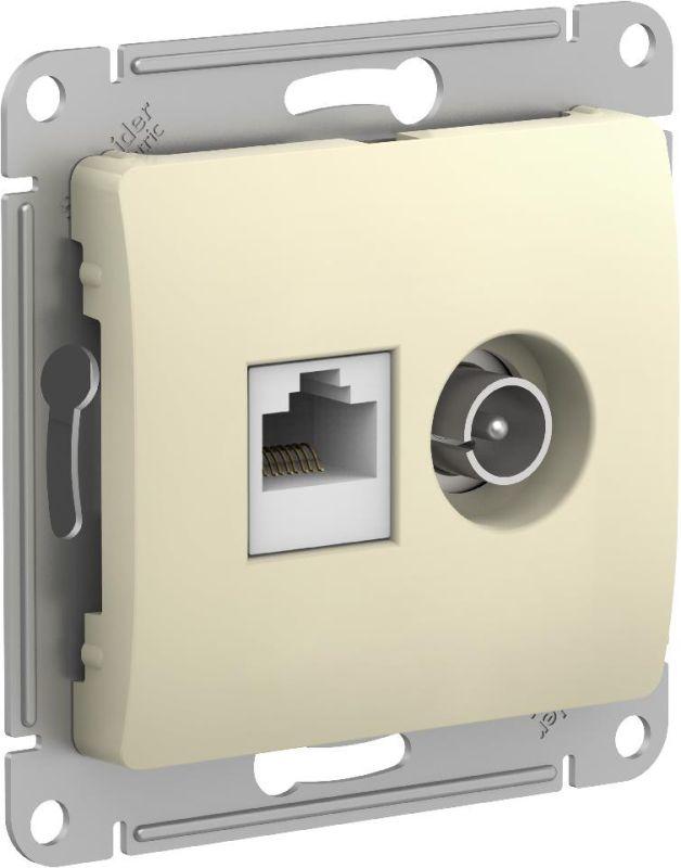 Розетка Glossa 1402908 RJ45 rfn/5T+TV SE GSL000289 (комп+телевиз 2-м мех беж)