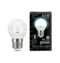 Лампа светодиод Gauss Black 2207 6,5Вт Е27 4100К 550Лм (шар матовая)