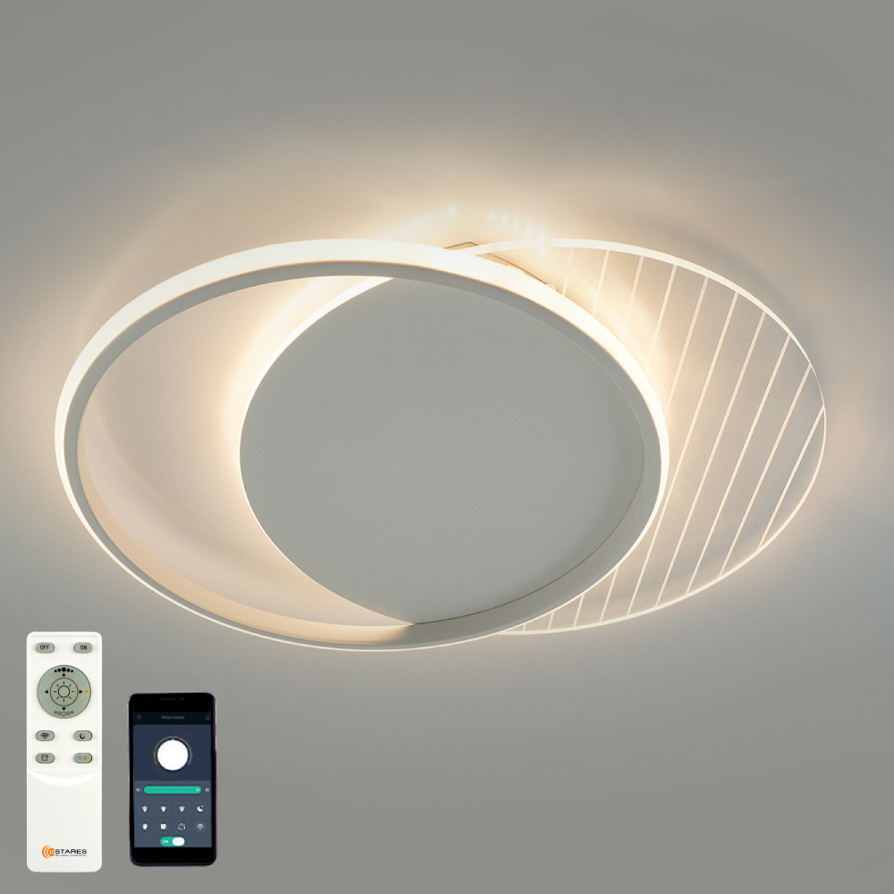 Люстра ESTERAS AMATO 60W 2R-APP-400*505*52-WHITE/WHITE/CLEAR-220-IP20 (управл светодиод)