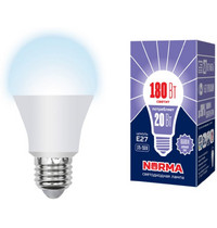 Лампа светодиод Volpe серия Norma LED-A65-20W/DW/E27/FR/NR (форма А матовая дневной белый свет 6500К)