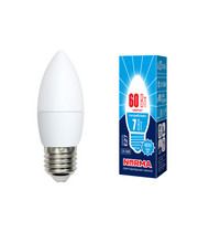 Лампа светодиод Volpe серия Norma LED-C37-7W/NW/E27/FR/NR (форма свеча матовая белый свет 4000К)