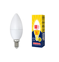 Лампа светодиод Volpe серия Norma LED-C37-7W/WW/E14/FR/NR (форма свеча матовая теплый белый свет 3000К)