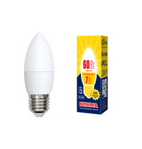 Лампа светодиод Volpe серия Norma LED-C37-7W/WW/E27/FR/NR (форма свеча матовая теплый белый свет 3000К)