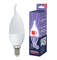 Лампа светодиод Volpe серия Norma LED-CW37-7W/6500К/E14/FR/NR (форма свеча на ветру матовая дневной белый свет 6500К)