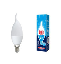 Лампа светодиод Volpe серия Norma LED-CW37-7W/NW/E14/FR/NR (форма свеча на ветру матовая белый свет 4000К)