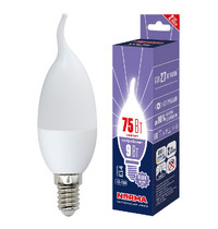 Лампа светодиод Volpe серия Norma LED-CW37-9W/6500К/E14/FR/NR (форма свеча на ветру матовая дневной белый свет 6500К)