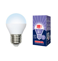 Лампа светодиод Volpe серия Norma LED-G45-11W/DW/E27/FR/NR (форма шар матовая дневной белый свет 6500К)