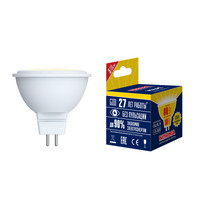 Лампа светодиод Volpe серия Norma LED-JCDR-7W/WW/GU5.3/NR (форма JCDR матовая теплый белый свет 3000К)