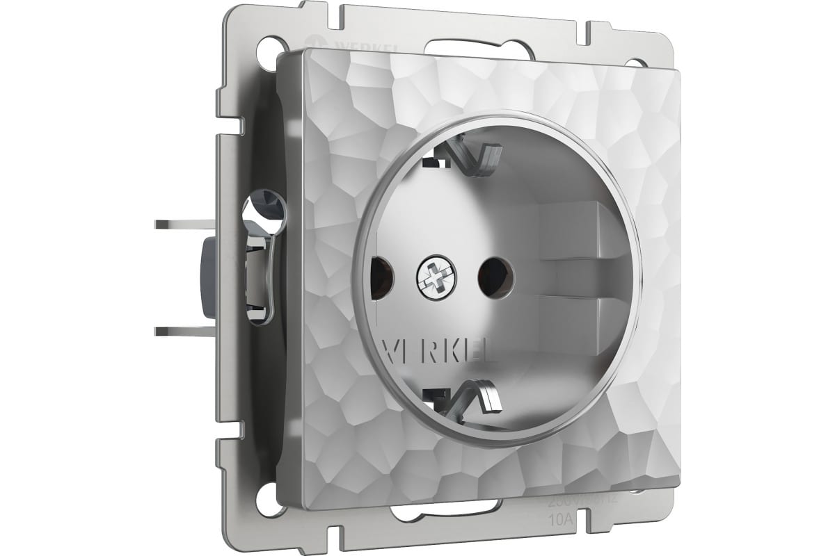 Розетка с заземлением Hammer W1271006 а052073 (10702070/220323/3115293 серебряный Китай)