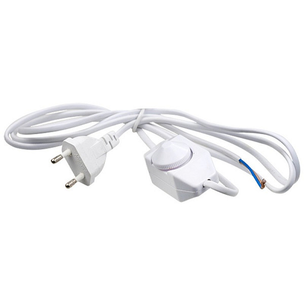 Шнур с плоской вилкой и диммером Smartbuy SBE-06-P07-w (1,7 метра белый ШВВП 2х0,75 мм2)
