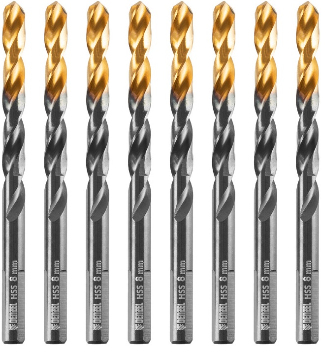 Сверло по металлу Denzel 8 мм HSS-Tin Golden Tip 8 шт 717219