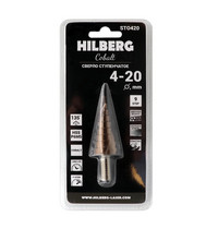 Сверло ступенчатое по металлу 4-20 мм 9 ступ Hilberg (Р6М5) HSS-COBALT