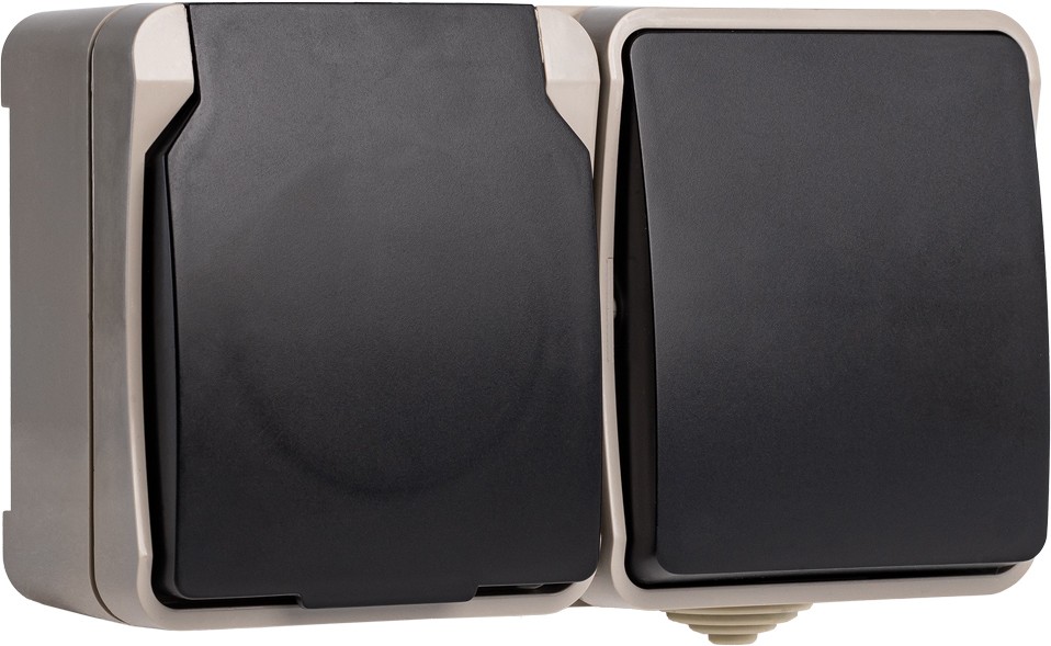 Блок розетка+выключатель Сатурн IP54 SBE-04w-16-SWS
