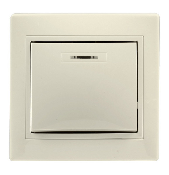 Выключатель 1-клавишный Венера SBE-01i-10-SW1-1-c (с индикатором 10А бежевый)
