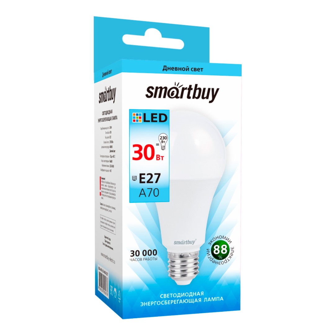 Лампа светодиодная Smartbuy-A70-30W/4000/E27 SBL-A70-30-40K-E27
