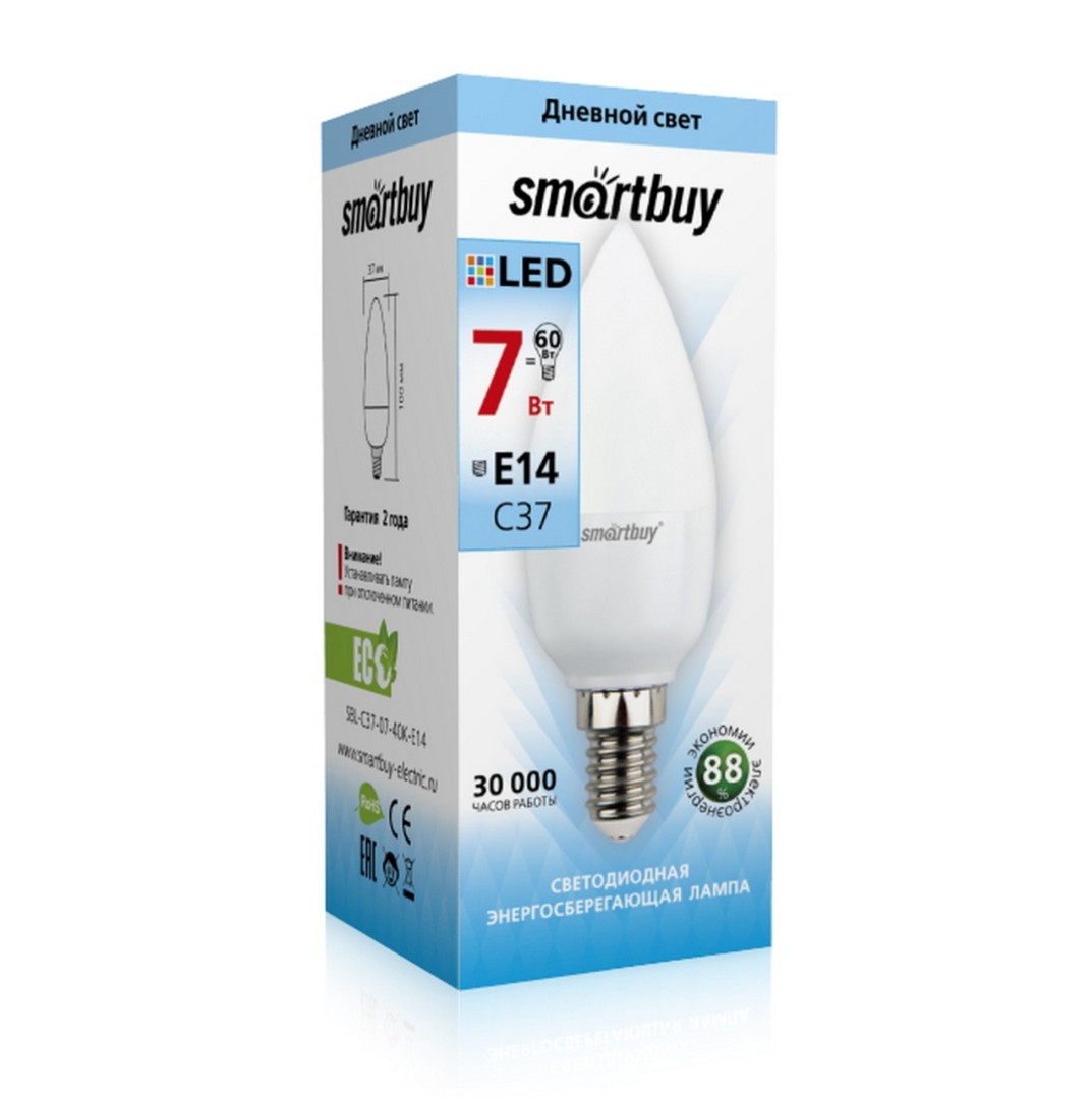 Лампа светодиодная Smartbuy-C37-07W/4000 E14 SBL-C37-07-40K-E14