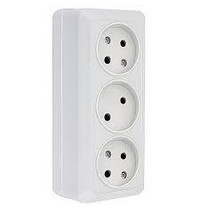 Розетка 3-местная Юпитер SBE-03w-10-S3-N (без заземления 10А белая)