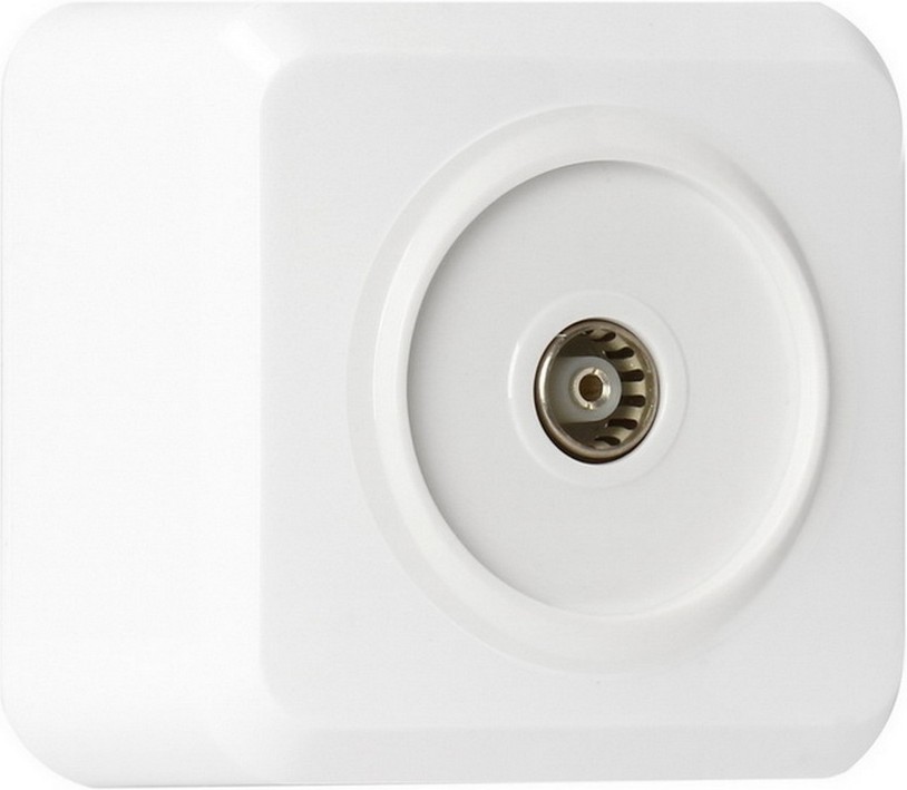 Розетка телевизионная Юпитер SBE-03w-S1-TV (1 местная 750м 5-862МГц белая)