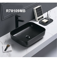 Раковина накладная R78109MB (на столешницу черная 500х390х130 мм)