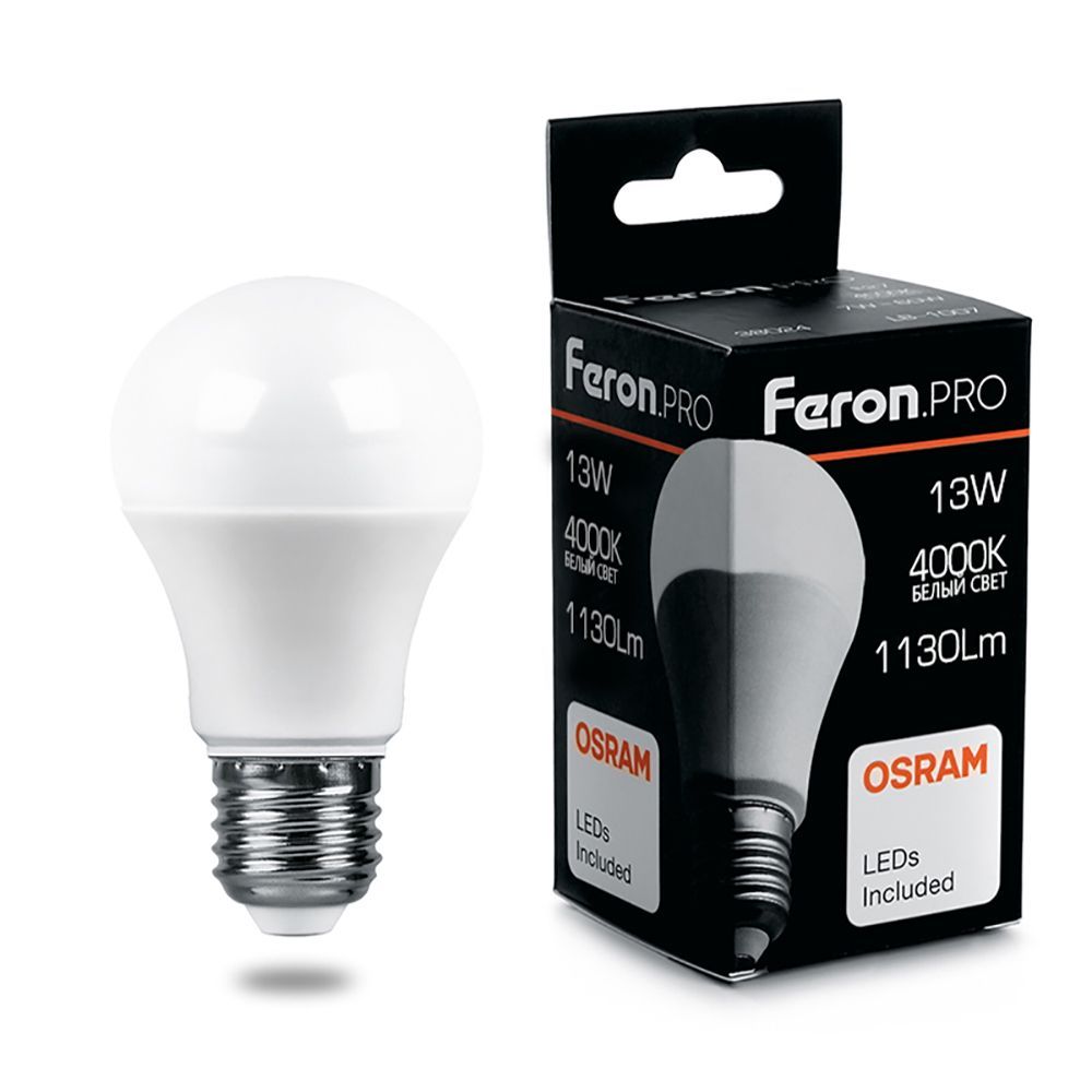 Лампа светодиодная Feron Pro LB-1013 13W E27 4000K A60 1130lm Osram Led