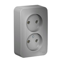 Розетка двухместная Schneider Electric Blanca BLNRA00213 (открытой установки без заземления алюминий)