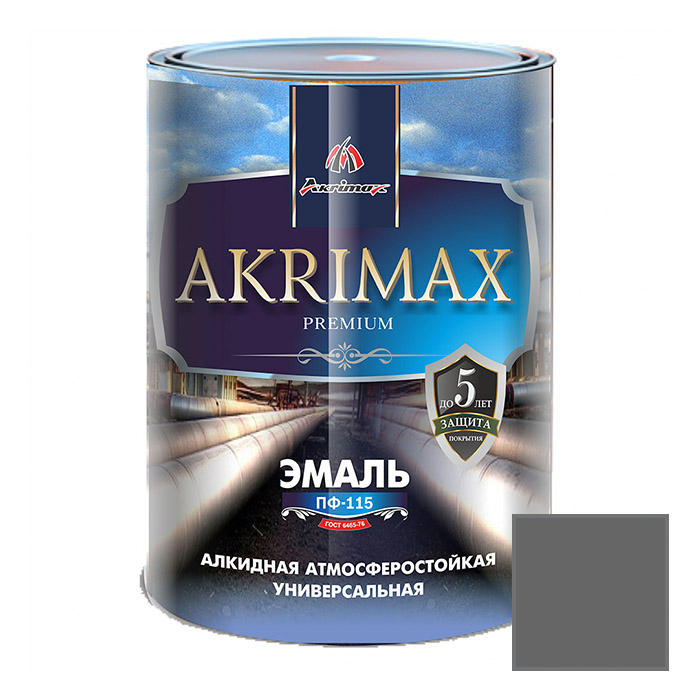 Эмаль алкидная Akrimax Premium ПФ-115 1.7 кг серая УТ-00001586