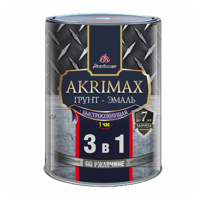 Грунт-эмаль быстросохнущая матовая AKRIMAX-PREMIUM синяя 0,8 кг 1613