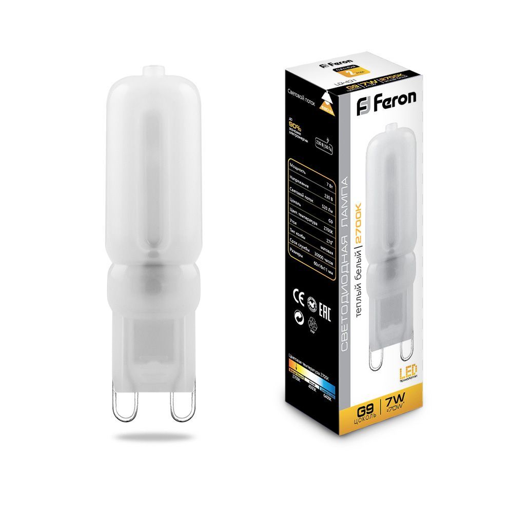 Лампа светодиодная Feron LB-431 7W 2700K 16x60 мм матовая (25755)