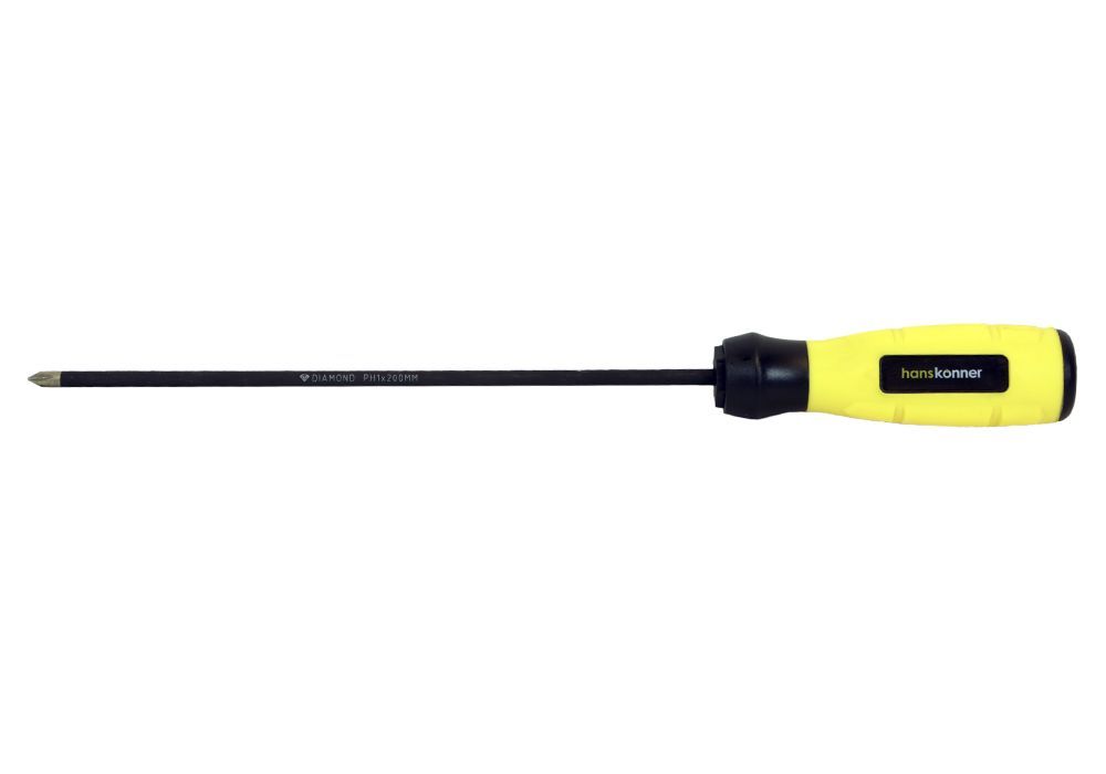 Отвертка крестовая Hanskonner HK1040-16-PH1-200 (1х200 с алмазным наконечником S2 59 HRC)