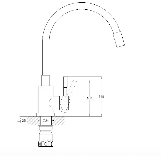 Смеситель для кухни Solone EZA4-F090GY (гибкий излив нержавеющая сталь серый)