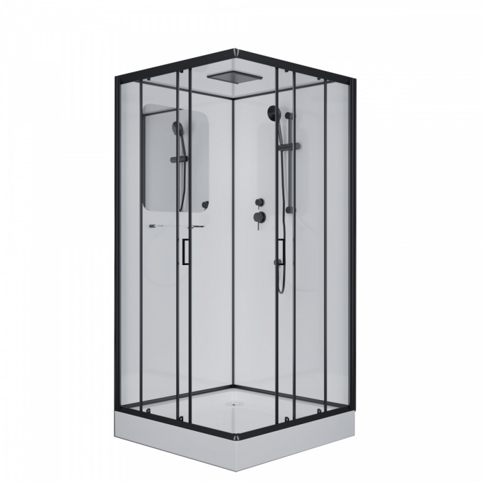 Душевая кабина Niagara Premium NG-6901-01GQ Black 90х90х210 см (низкий поддон стекло тонированное)