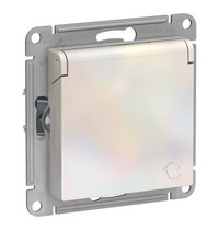 Розетка одноместная Systeme Electric AtlasDesign ATN000446 (с заземлением крышкой и шторками жемчуг)