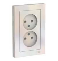 Розетка двухместная в сборе Systeme Electric AtlasDesign ATN000420 (без заземления 16А жемчуг)