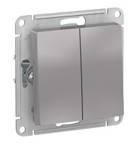 Выключатель 2-клавишный Systeme Electric AtlasDesign ATN000351 (механизм алюминий)