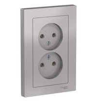 Розетка двухместная в сборе Systeme Electric AtlasDesign ATN000320 (без заземления 16А алюминий)