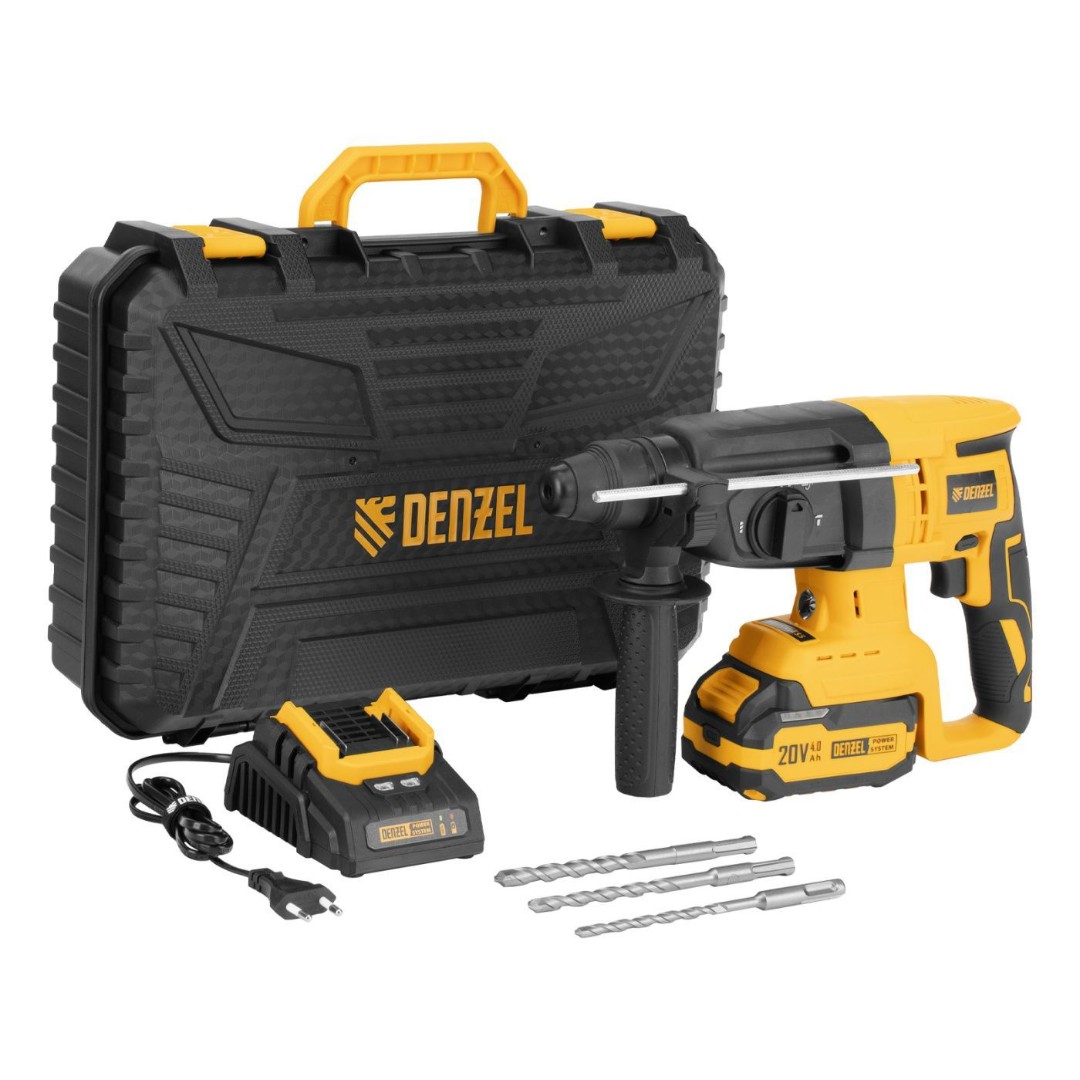 Перфоратор аккумуляторный бесщеточный Denzel RHH-BL-20-28 20В Li-lon 3 Дж (26707)