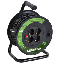 Удлинитель на катушке IEK Generica УК30 WKP10-10-04-30-G (4 гнезда с з/к 30 м 10А ПВС 3х1)