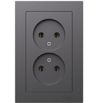 Розетка 2гн без З/К с/у базальт в сборе 16А AtlasDesign Systeme Electric (1/15) ATN001420
