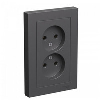 Розетка 2гн без З/К с/у базальт в сборе 16А AtlasDesign Systeme Electric (1/15) ATN001420