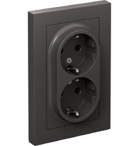 Розетка 2гн с З/К с/у базальт в сборе 16А AtlasDesign Systeme Electric (1/10) ATN001424