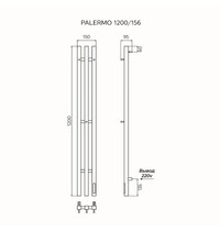 Полотенцесушитель Azario Palermo 1200/156 электрический 97435 (графит стойка 3 квадратных перекладины)
