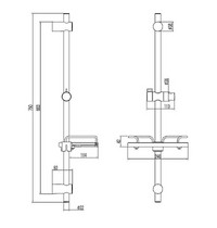 Стойка душевая Lemark LM3775GM 750 мм (с мыльницей графит)