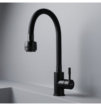 Смеситель для кухни AVRORA Kitchen AV9001B (с высоким гибким изливом черный)
