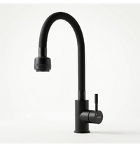 Смеситель для кухни AVRORA Kitchen AV9001B (с высоким гибким изливом черный)