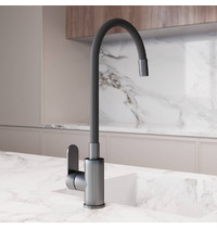 Смеситель для кухни AVRORA Kitchen AV9002GM (с высоким гибким изливом оружейная сталь)