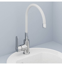 Смеситель для кухни AVRORA Kitchen AV9002W (с высоким гибким изливом белый)