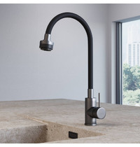 Смеситель для кухни AVRORA Kitchen AV9001GM (с высоким гибким изливом оружейная сталь)