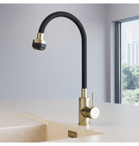 Смеситель для кухни AVRORA Kitchen AV9001Gold (с высоким гибким изливом золото)