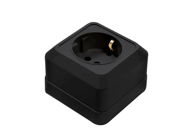 Розетка 1 гн с З/К черная 16А IP20 7028B Bolleto IN HOME